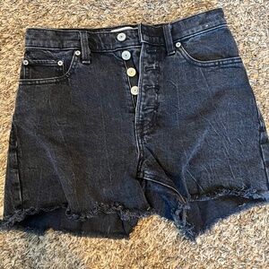 Abercrombie and Fitch High Rise 4" women's black wash buttonfly jean short 25/0